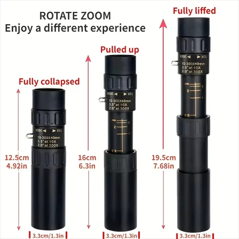 Outdoor Hunting Range - Télescope monoculaire HD 10-300x40 avec zoom,